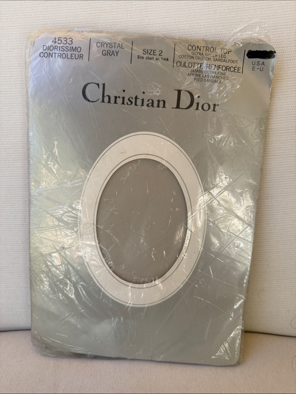 Christian Dior Vintage Pantyhose Crystal Gray size 2